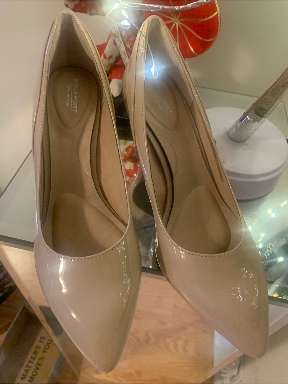 Rockport Beige Patent Pointed-Toe Flats